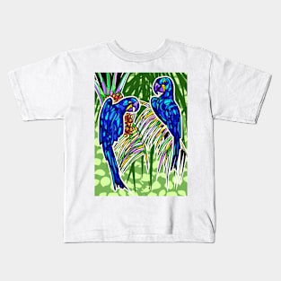 Blue Macaw couple Kids T-Shirt